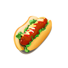 Hotdog With Vegetables Vector. Good For any business food
