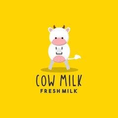 Creative cow milk logo design