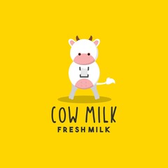 Creative cow milk logo design