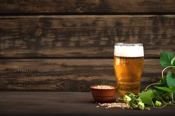 Beer with malt and hops