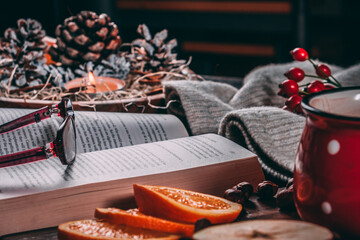 Christmas decorations. Cozy background