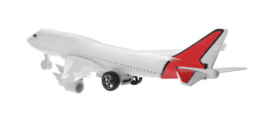 Toy airplane isolated on white. Travel concept
