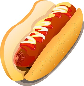Hotdog Food Vector. Good For Menus Picture or Brochure