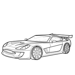 Fototapeta premium car sketch, coloring book, isolated object on white background, vector illustration,