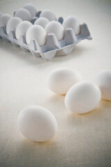 white eggs in egg box