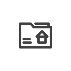 Fototapeta na wymiar Real estate document folder line icon. linear style sign for mobile concept and web design. Home mortgage folder outline vector icon. Symbol, logo illustration. Vector graphics
