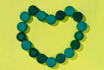 Heart shape with green plastic caps