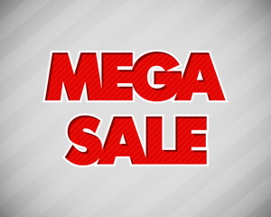 Mega Sale red banner in pop-art style. Illustration background