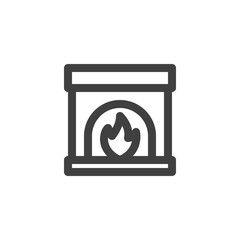 Fireplace burn line icon. linear style sign for mobile concept and web design. Fireplace outline vector icon. Symbol, logo illustration. Vector graphics