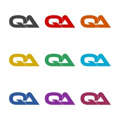 Initial letter QA logo design, color set