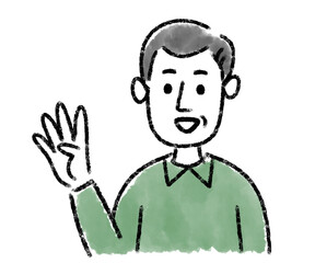 男性　ミドルエイジ　4 水彩　手描き
