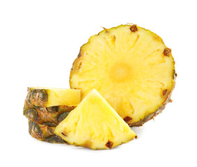 Slices of fresh pineapple isolated on white