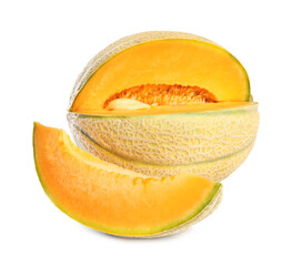 Tasty fresh cut melon isolated on white