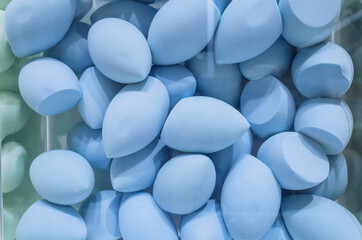 Blue color make up - sponge. Cosmetic beauty blenders.