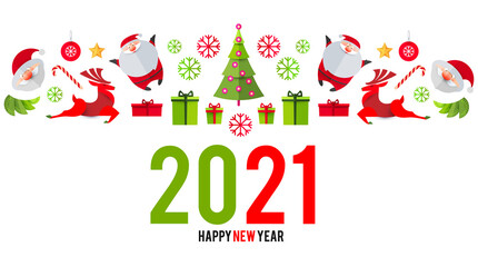 Happy Ner 2021 Year Christmas Design Template. Paper Art.