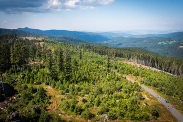 Fototapeta na wymiar Beautiful landscape view from view point spicak, czech national park, sumava