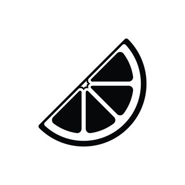 recommend clip art: Citrus fruit quarter slice cute simple icon vector illustration. Black and white outline design. Symbol for healthy eating, wellness, diet, nutrition.