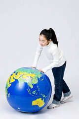girl and globe
