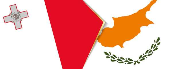 Malta and Cyprus flags, two vector flags.