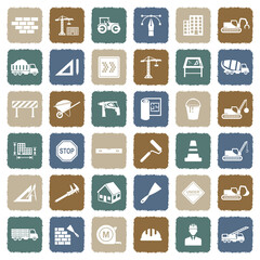 Construction Icons. Grunge Color Flat Design. Vector Illustration.
