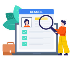 
Design of magnifier on profile, hr in flat vector style 
