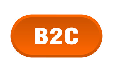 b2c button. rounded sign on white background