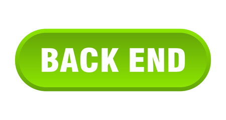 back end button. rounded sign on white background