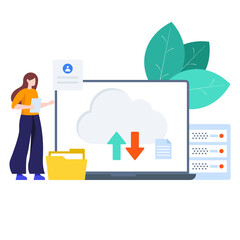 
Cloud data transfer illustration, trendy style of cloud computing 
