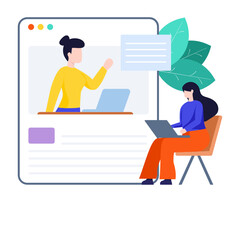 
A flat design of online teaching illustration

