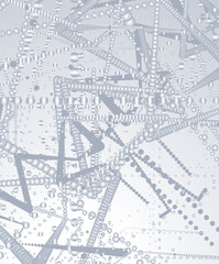 Abstract black and white moving dotted lines background.