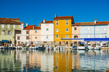 Fototapeta premium Waterfront in the town of Cres, waterfront, Island of Cres, Kvarner, Croatia