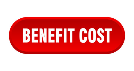 benefit cost button. rounded sign on white background