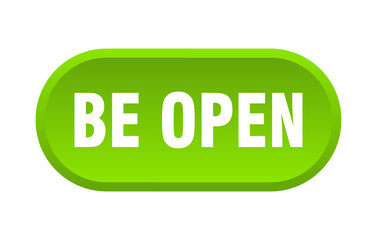 be open button. rounded sign on white background