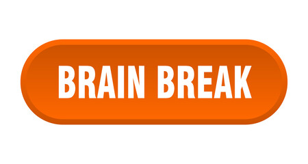 brain break button. rounded sign on white background