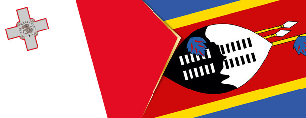 Malta and Swaziland flags, two vector flags.