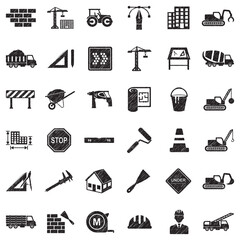 Construction Icons. Black Scribble Design. Vector Illustration.