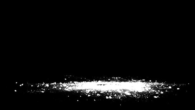 In-situ blasting scene, broken stones and smoke, black background with alpha