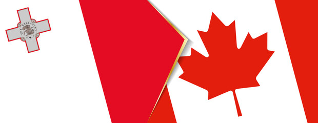 Malta and Canada flags, two vector flags.
