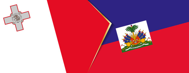 Malta and Haiti flags, two vector flags.