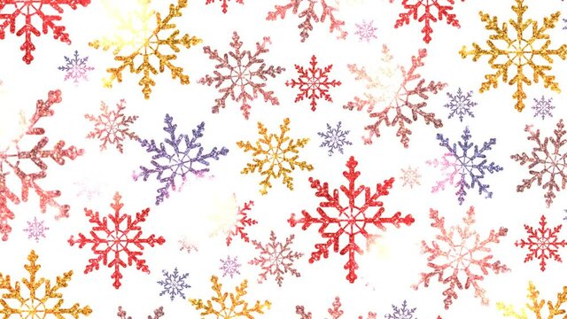 beautiful video with colorful snowflakes with iridescent sequins