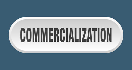 commercialization button. rounded sign on white background