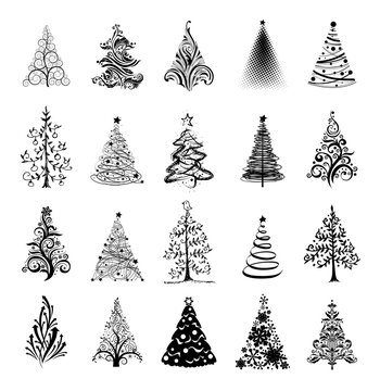 Christmas trees silhouettes