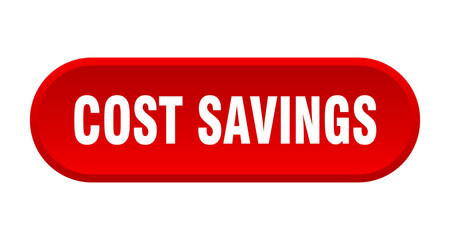 cost savings button. rounded sign on white background