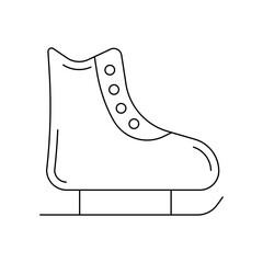 Ice skate outline icon. Winter and Christmas activity symbol. Vector illustration.