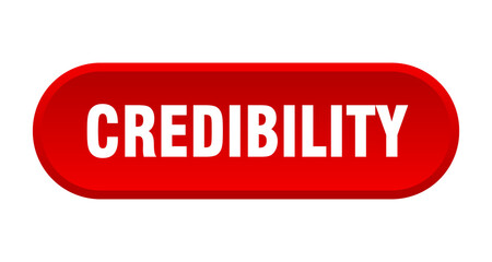 credibility button. rounded sign on white background