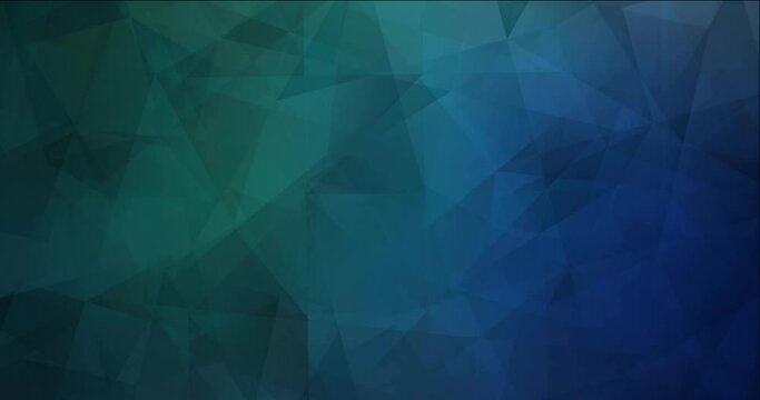 4K looping dark blue, green polygonal video sample. High-quality clip in twirl style with gradient. Design for presentations. 4124 x 2160, 30 fps. Codec Photo JPEG.