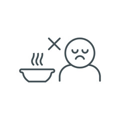 Loss of appetite line icon, diet and covid-19, coronavirus symptom sign, vector graphics, a linear icon on a white background, eps 10