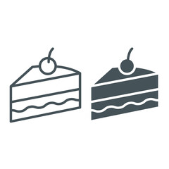 Piece of cake line and glyph icon, sweet and food, pie sign, vector graphics, a linear pattern on a white background, eps 10.