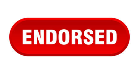 endorsed button. rounded sign on white background