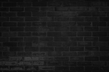 Abstract dark brick wall texture background pattern, Wall brick surface texture. Brickwork painted of black color interior old clean concrete grid uneven, Home or office design backdrop decoration.